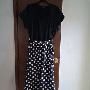 City Chic Black and White Polka Dot Skirt Set